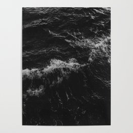 Dark Ocean in Black and. White Poster
