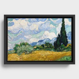 Wheat Field with Cypresses Framed Canvas