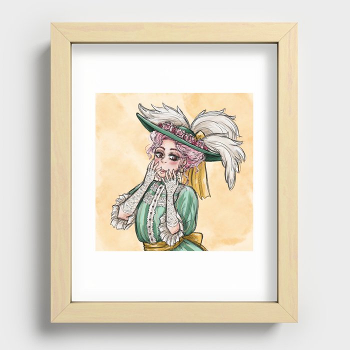 Woman in Green Recessed Framed Print