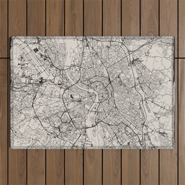 Toulouse, France - Artistic Map - Black and White Outdoor Rug