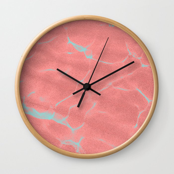Crystalline Sea - Coral Pink Wall Clock