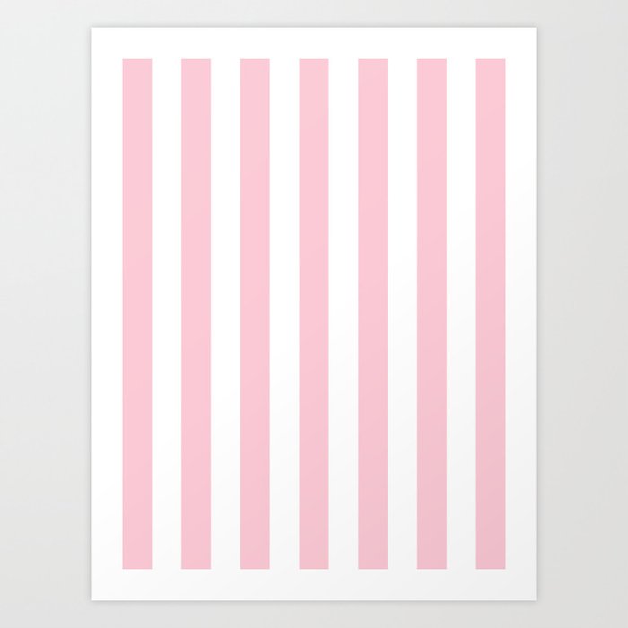 Vertical Stripes Pastel Pink And White Vertical Lines Vintage Geometric Retro Modern Minimal Pattern Art Print