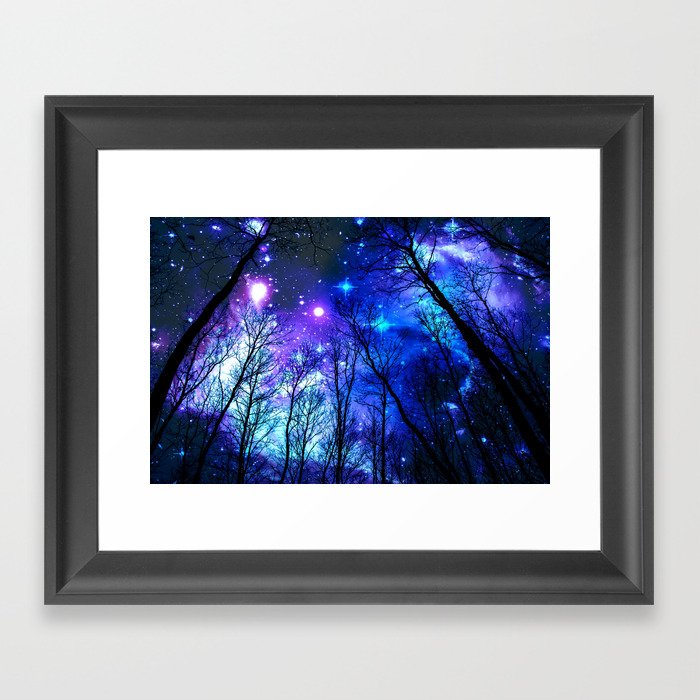 black trees purple blue space copyright protected Framed Art Print