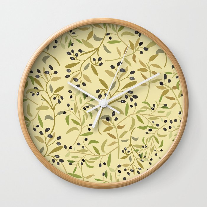 Olive branches pattern Wall Clock