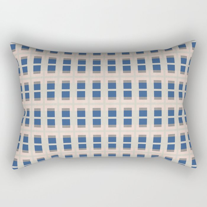 80s Mid Century Rectangles Blue Beige Rectangular Pillow