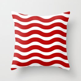 Red Abstract Wavy Lines Pattern Throw Pillow