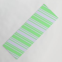 [ Thumbnail: Green & Lavender Colored Striped/Lined Pattern Yoga Mat ]