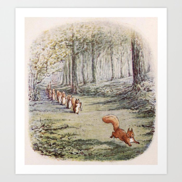 A procession of Squirrels - Beatrix Potter Art Print