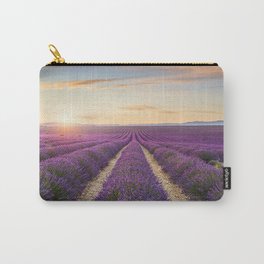Lavender Fields Sunset Carry-All Pouch | Color, Landscape, France, Blossom, Blooming, Digital, Nature, Flower, Provence, Plant 