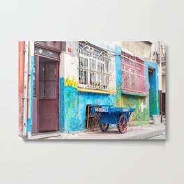 Travel Photography "colorful street photography taken in Balat, Istanbul" with blue and pink colors. Abstract fine art photo print.  Metal Print | Urban, Photoprint, Color, Fineart, Mediterranean, Cart, Istanbul, Wallart, Travel, Street 
