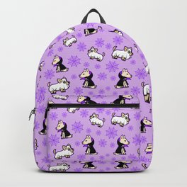 Spooky Halloween Purple Dog Pattern Backpack | Halloweenie, Tricksfortreats, Spookydog, Black, Lavender, Ghost, Purple, Trickortreat, Halloween, Witchdog 