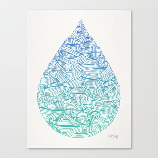 Water Drop – Blue Ombré Canvas Print