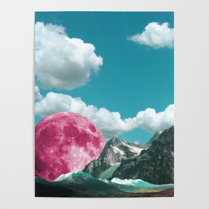 cloudy skies and magenta moons Poster