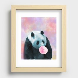 Tie Dye Panda Chewing Pink Bubble Gum Recessed Framed Print