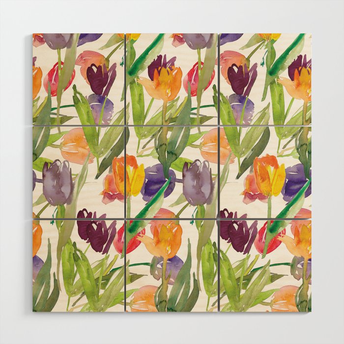 Tulip Flowers Wood Wall Art