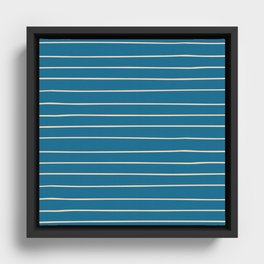 Minimal Lines Ocean Blue Framed Canvas