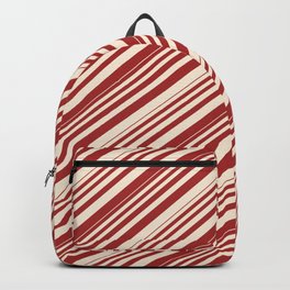 [ Thumbnail: Brown & Beige Colored Lined Pattern Backpack ]