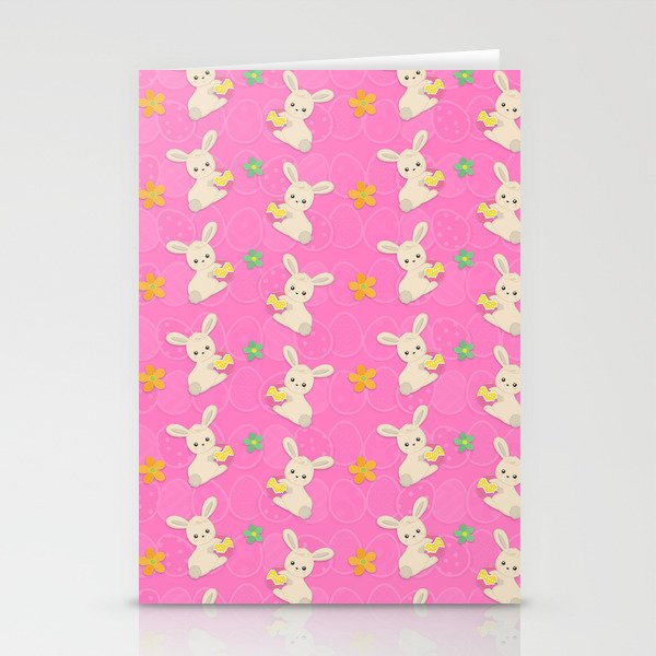 Happy Easter Bunny Cute Rabbit Pink Stationery Cards