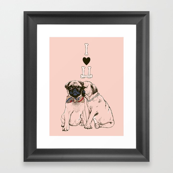 The Love of Pug Framed Art Print