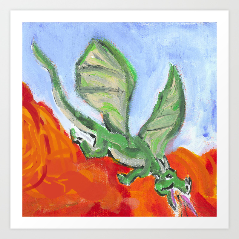 Fire Breathing Dragon Art Print By Hymanart Society6