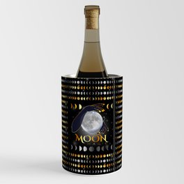 Moon phases mystical womans hands on full moon Wine Chiller