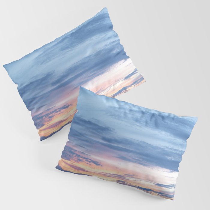 Blue and pink sunset clouds - dreamy abstract nature photography Pillow Sham