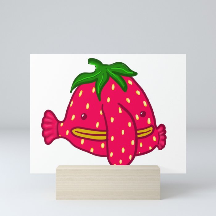 Fresh Summer Strawberry Blobfish Mini Art Print