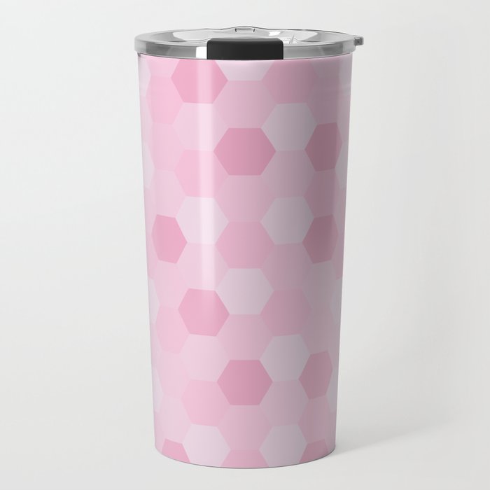 Pink Hexagon polygon pattern. Digital Illustration background Travel Mug