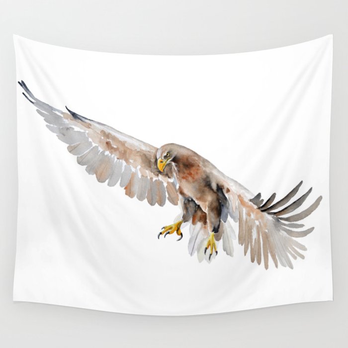 White-tailed Eagle watercolor art Wall Tapestry