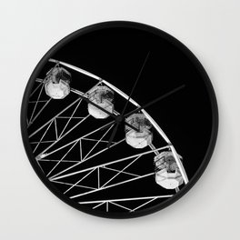 La Grande Roue de Nancy | Ferris wheel | Black and white minimal photo Wall Clock