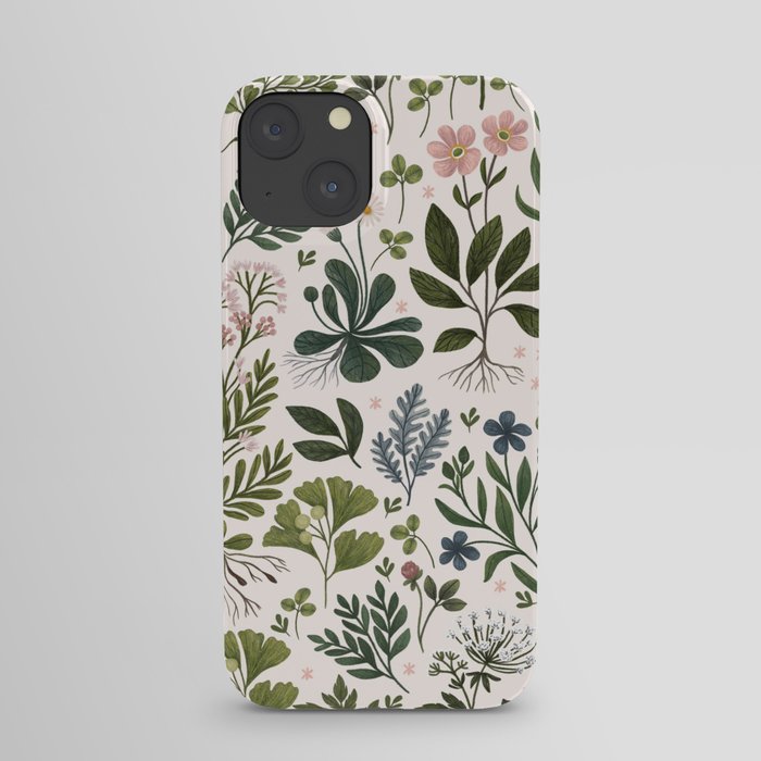 Herbarium ~ vintage inspired botanical art print ~ white iPhone Case