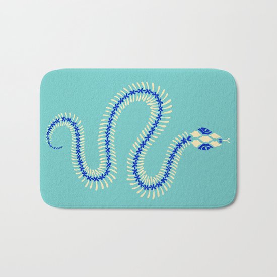 Snake Skeleton – Blue & Cream Bath Mat