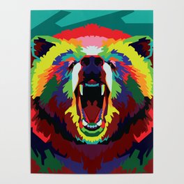 Bear Pop Art Illustration Poster