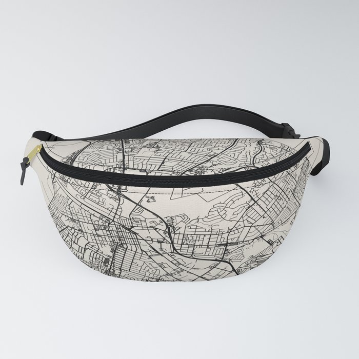 Salinas, USA - City Map - Black and White Aesthetic Fanny Pack