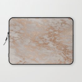 Rose Gold Copper Glitter Metal Foil Style Marble Laptop Sleeve