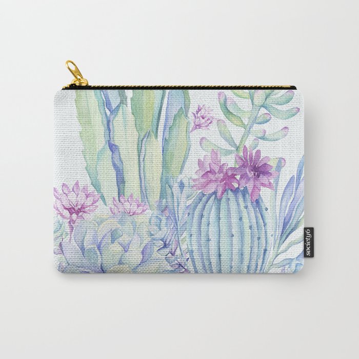 Mixed Cacti Light Blue #society6 #buyart Carry-All Pouch