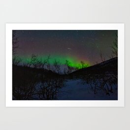 Tromso Norway Green and Red Aurora Art Print