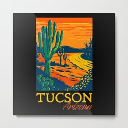 Tucson Arizona Cactus Vintage Retro Desert Souvenir Metal Print