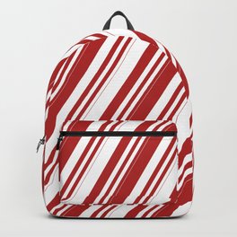 [ Thumbnail: Red and White Colored Lines/Stripes Pattern Backpack ]
