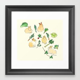 Veggies and bunnies Framed Art Print