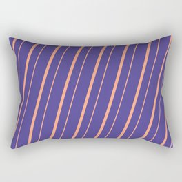 [ Thumbnail: Dark Slate Blue & Light Salmon Colored Lined Pattern Rectangular Pillow ]