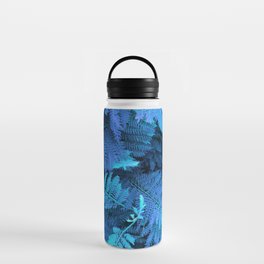 Crazy colored nature serie: blue fern leaves Water Bottle