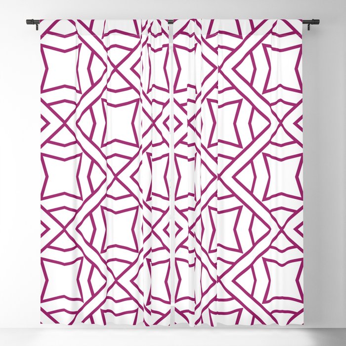 Magenta and White Stripe Cube Tile Pattern - Colour of the Year 2022 Orchid Flower 150-38-31 Blackout Curtain