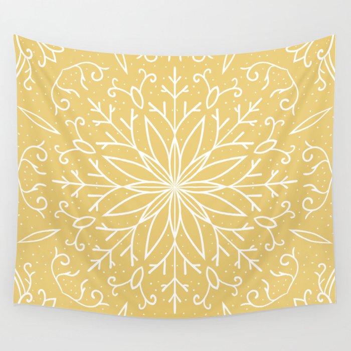 Single Snowflake Yellow Wall Tapestry by PeppermintCreek Society6