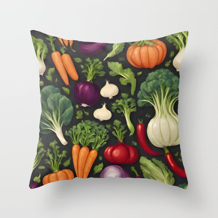 Happy Vegetables Healthy Food Popular Collection Throw Pillow