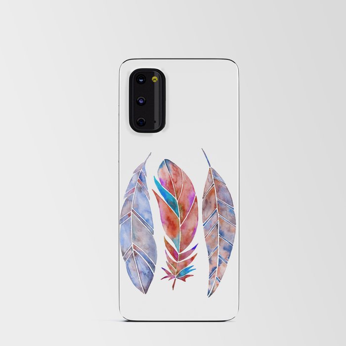 Watercolor Feathers - Red & Purple Android Card Case