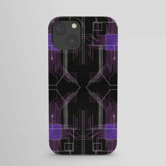 Circuit board purple repeat iPhone Case