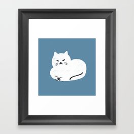 Comfy Cat WarmBlue Framed Art Print