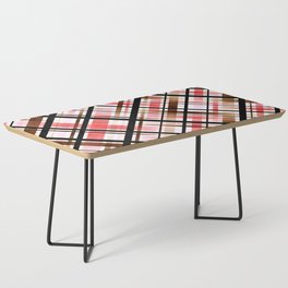 MCM Diagonal Ombré Plaid Pattern // Watercolor Blush Pink Watercolor Brown, Black and White Stripes Coffee Table