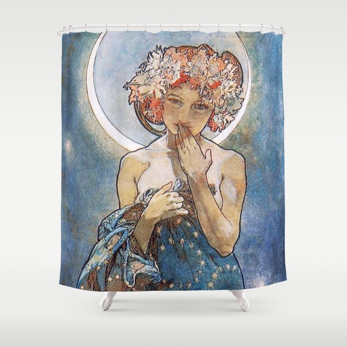 Alphonse Mucha Moonlight Art Nouveau Shower Curtain By Vintageartstore Society6